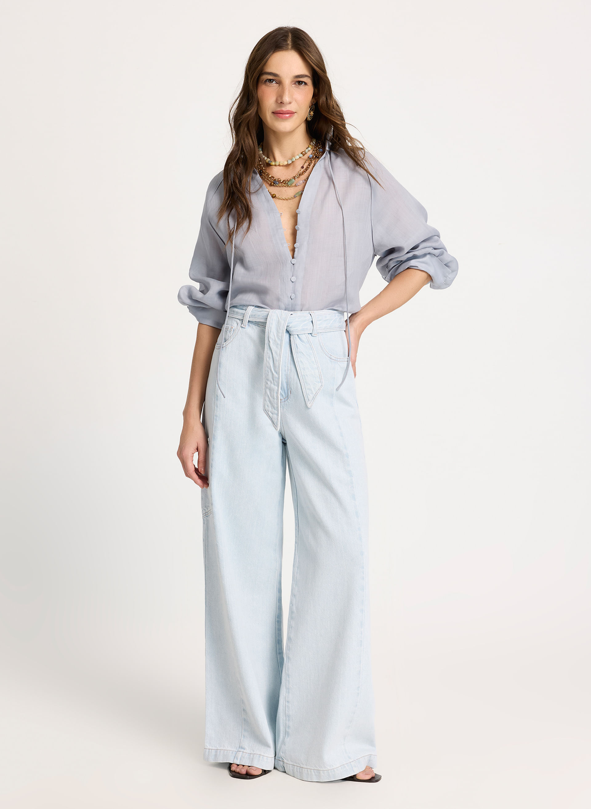 Calça Le Lis Pantalona Malu Jeans Feminina