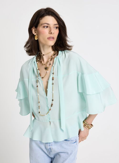 Blusa Le Lis Mabel Laço Seda Feminina