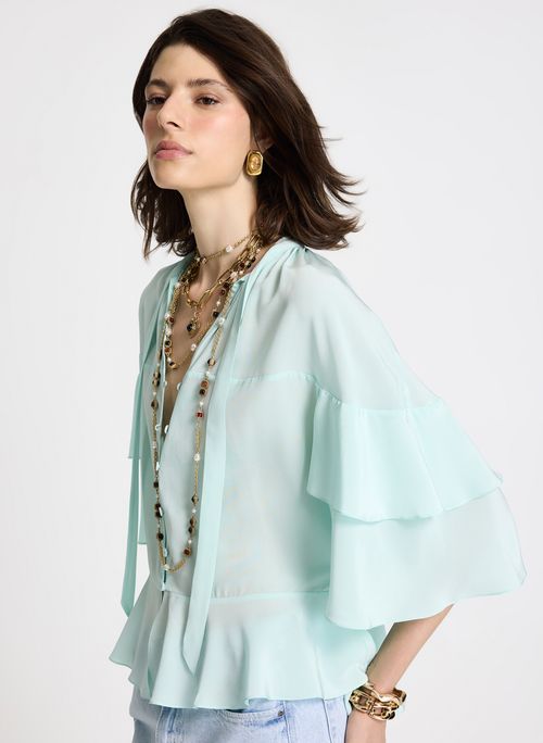 Blusa Le Lis Mabel Laço Seda Feminina